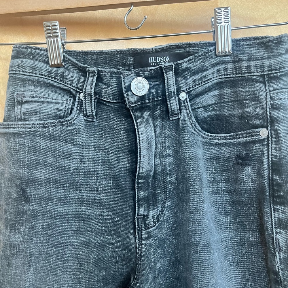 Distressed black faded hudson jeans boot cut size 24 brand new